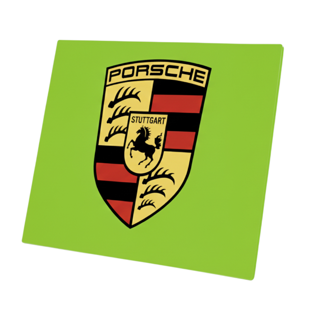 Plaque aluminium Porsche / Vert acide