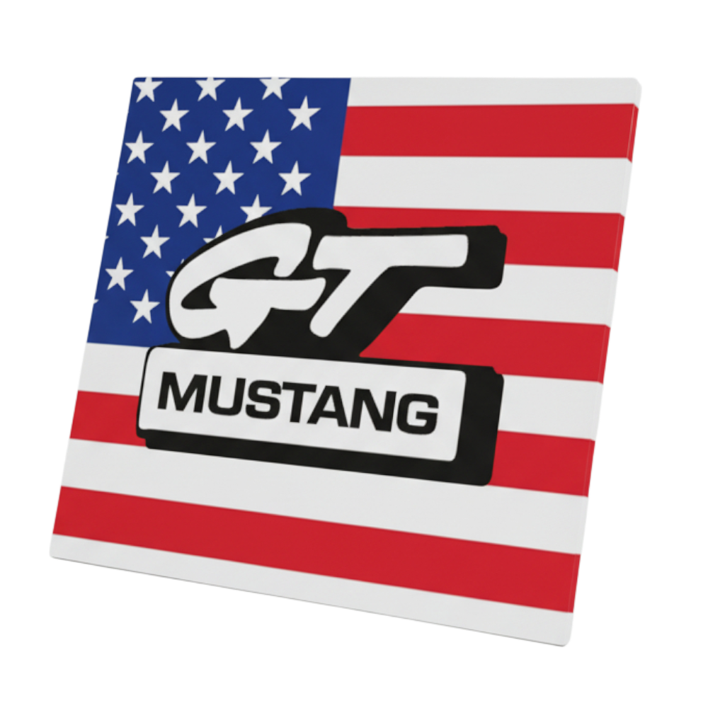 Plaque aluminium Mustang GT / Drapeau US