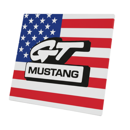 Plaque aluminium Mustang GT / Drapeau US