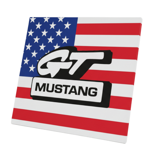 Plaque aluminium Mustang GT / Drapeau US
