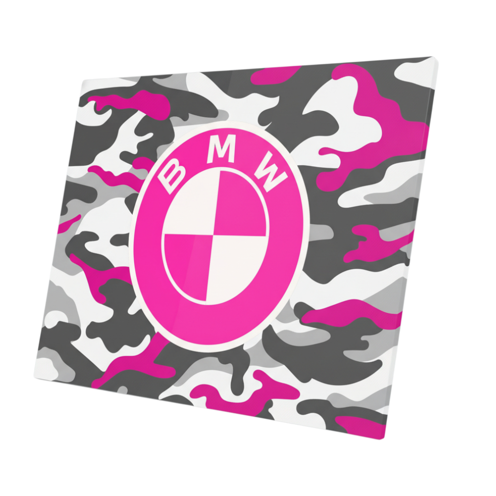 Plaque aluminium BMW / Camouflage rose