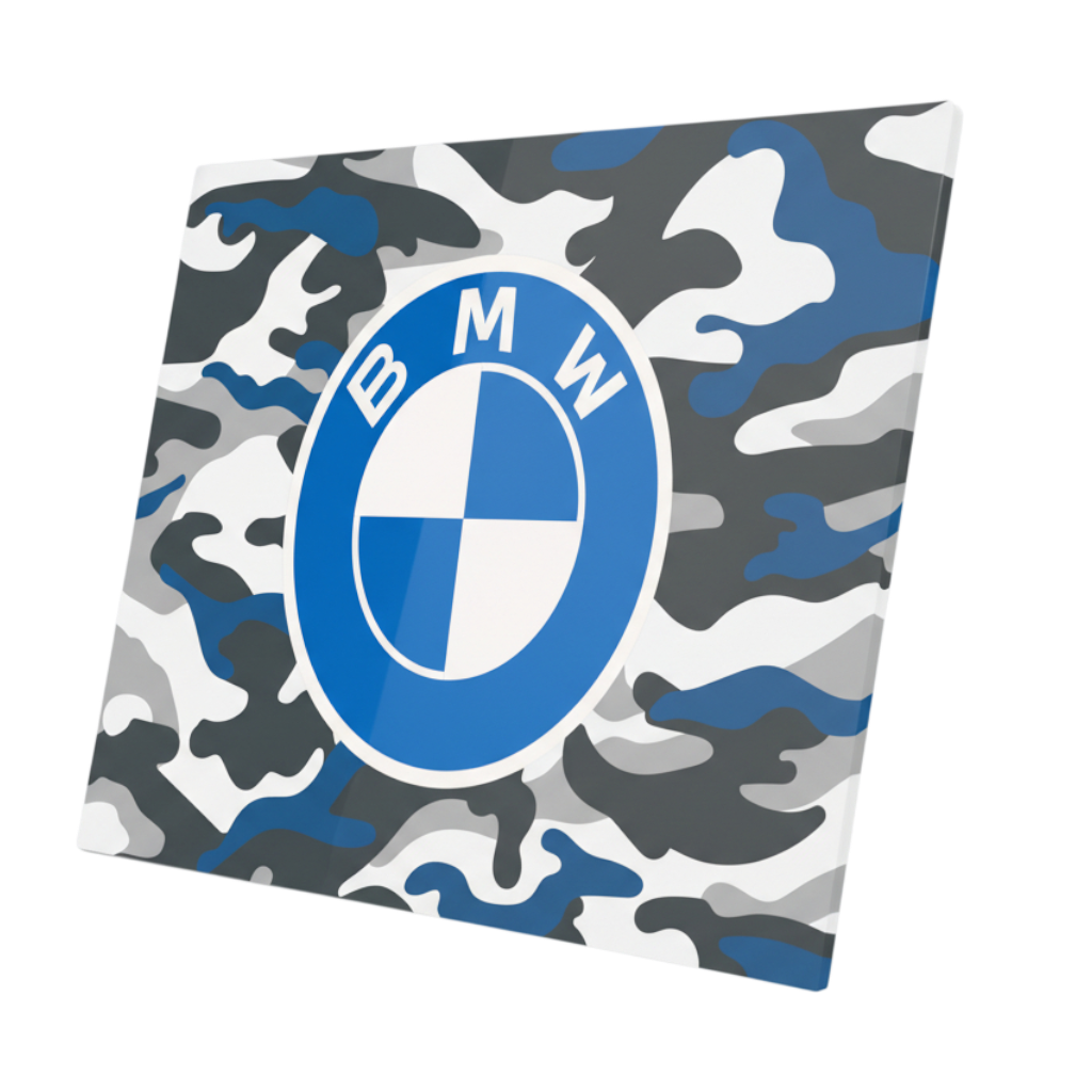 Plaque aluminium BMW / Camouflage bleu