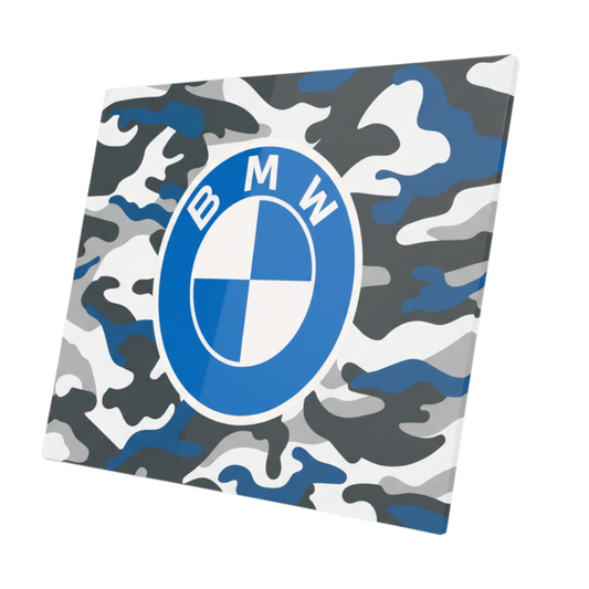 Plaque aluminium BMW / Camouflage bleu